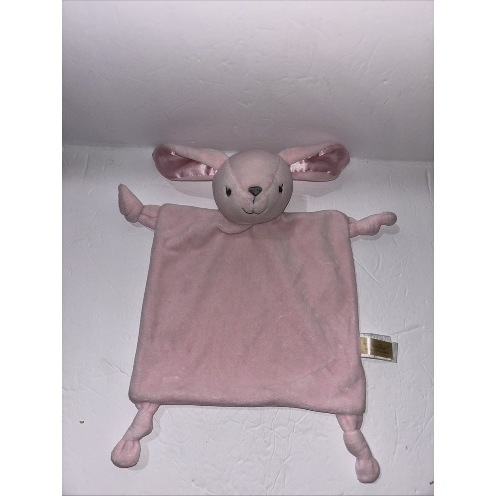 Dan Dee Pink Bunny Rabbit Rattle Security Blanket Lovey Satin Ears 9"